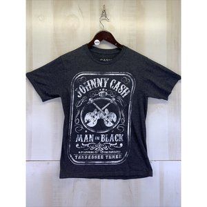 Johnny Cash Man In Black Womens Gray Distressed Graphic T Shirt Small-8829